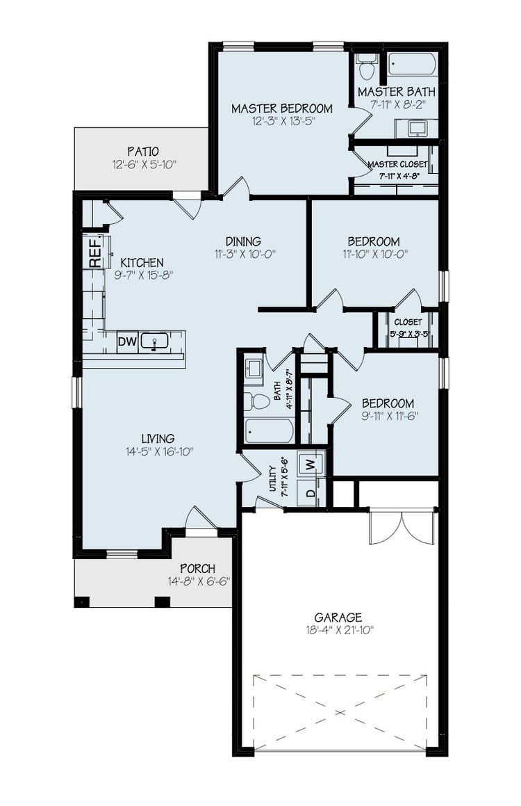 Right side garage floor plan in the Lucy, a Betenbough Homes floor plan.