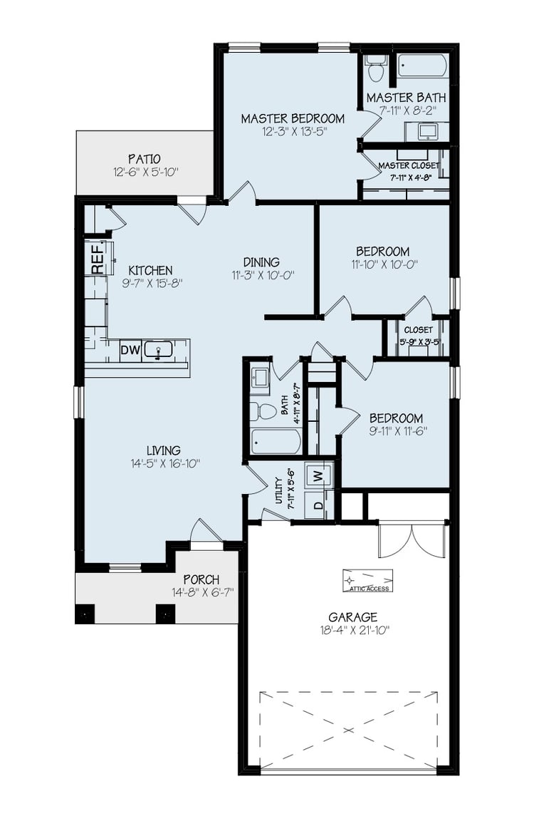 Floor plan of the Tanya, a Betenbough Homes floor plan