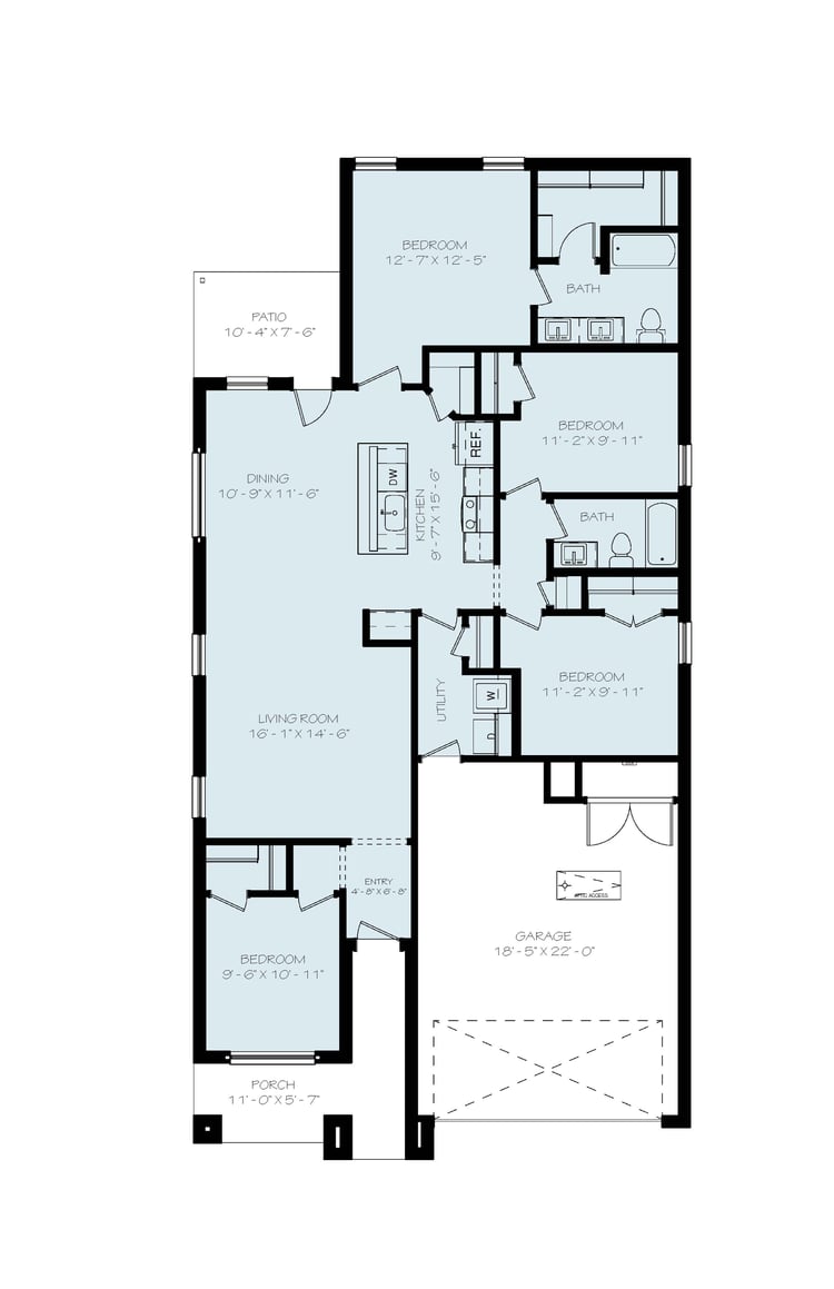 Floor plan for the Camila, a Betenbough Homes floor plan