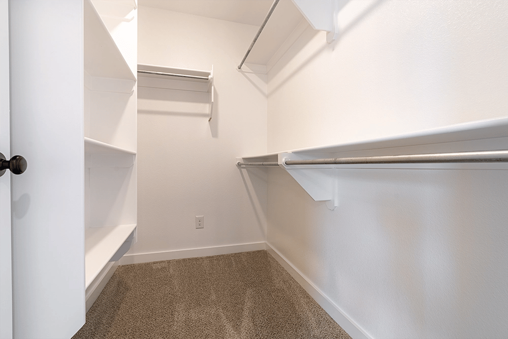 Walk-in closet in the Giselle, one of Betenbough's homes with kitchen peninsula.