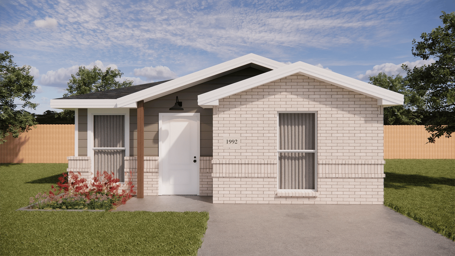 0850-01A Front White brick w Clay vinyl