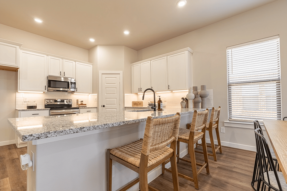 Bar seating in the Nikki, one of Betenbough's homes with open floor plan.