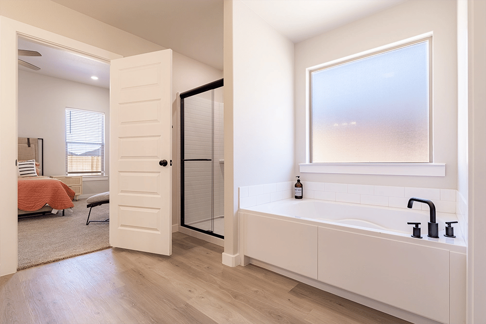 Master bathroom in the Rebecca, a Betenbough Homes floor plan.