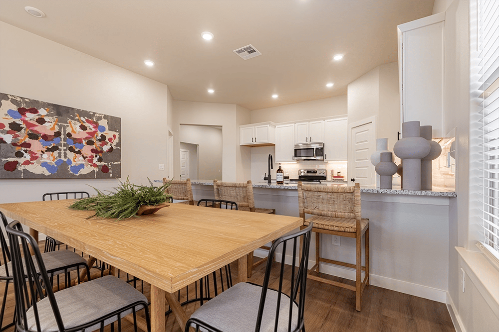 Dining area in the Nikki, one of Betenbough's homes with open floor plan.