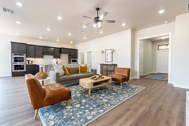 Staged family room of a Betenbough home