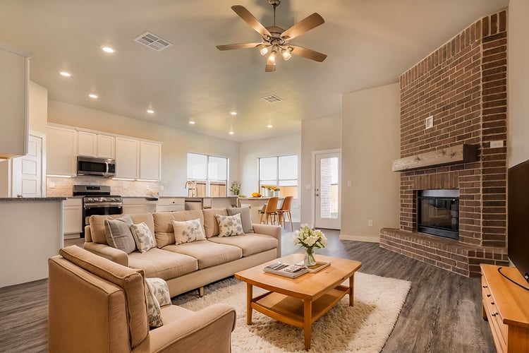 Cozy warm living room of a Betenbough home
