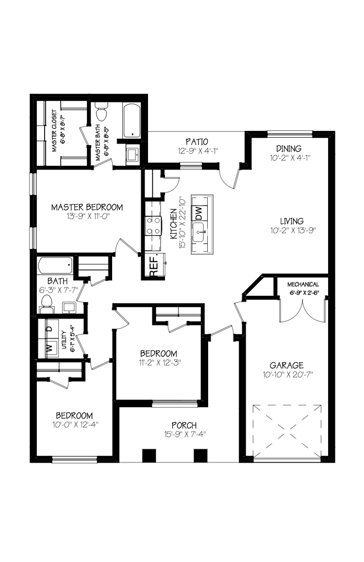 Floor plan for the Abby, a floor plan by Betenbough Homes, West Texas' #1 home builder.