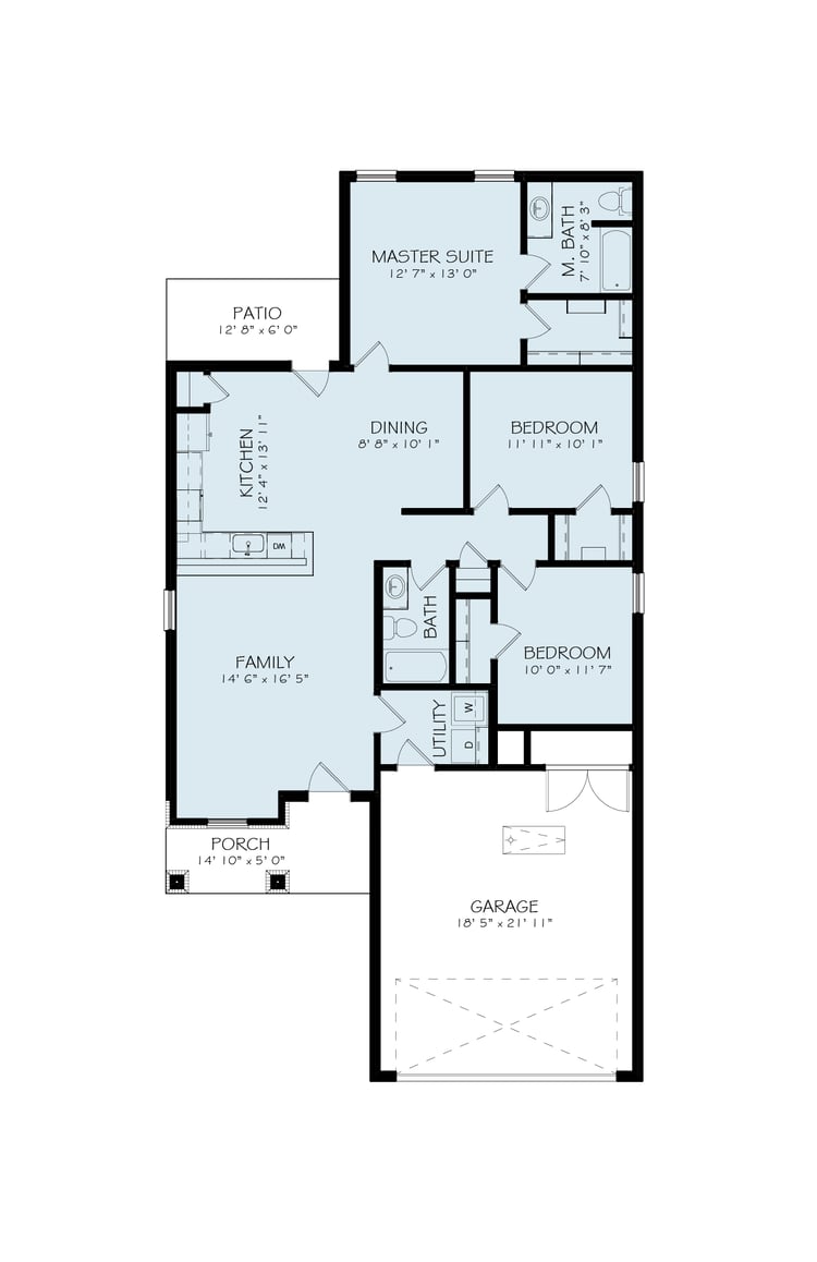 Floor plans for a right hand garage on a Giselle, a Betenbough Homes floor plan.