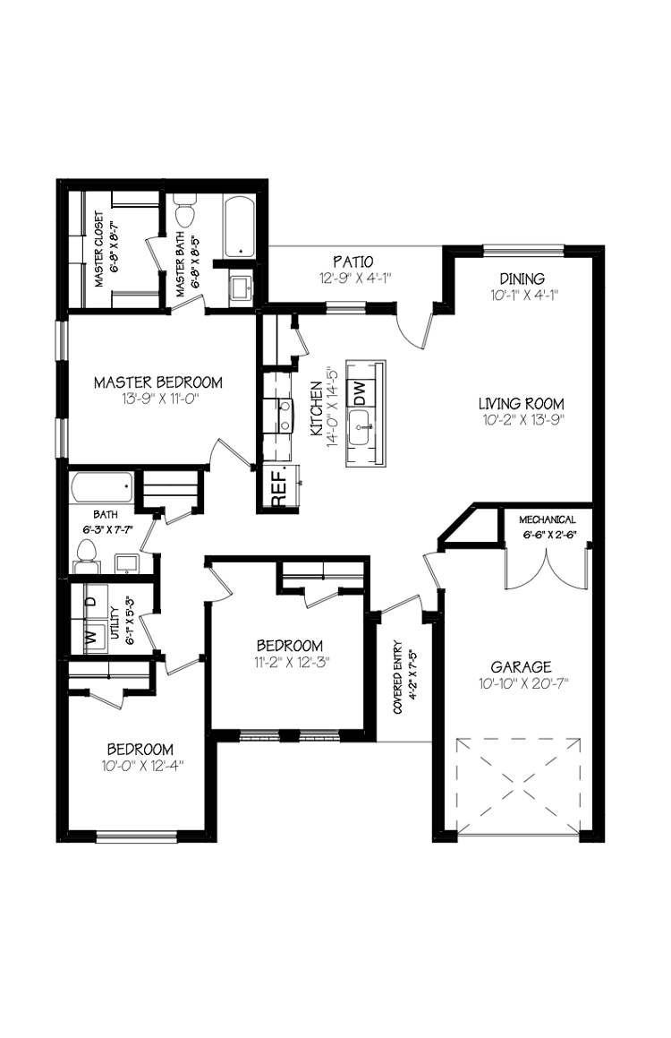 Floor plan of the Gracie, a Betenbough Homes floor plan