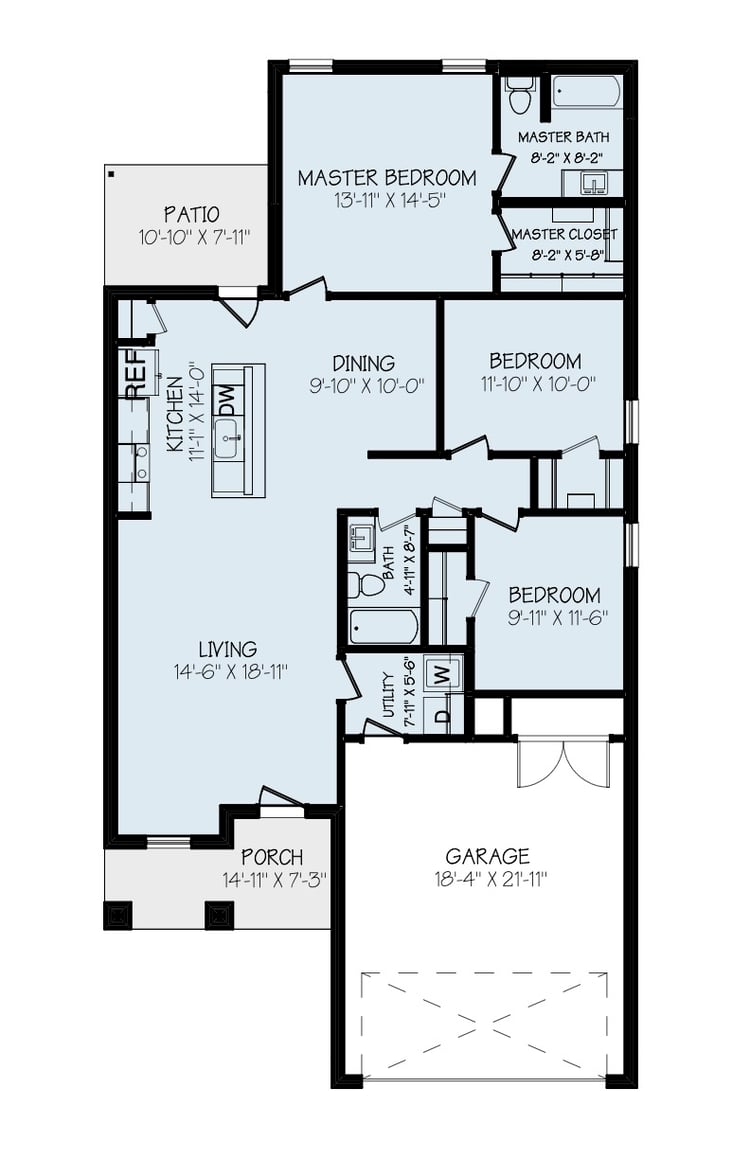 Floor plan for the Tiffany, one of Betenbough's homes with walk-in closets.