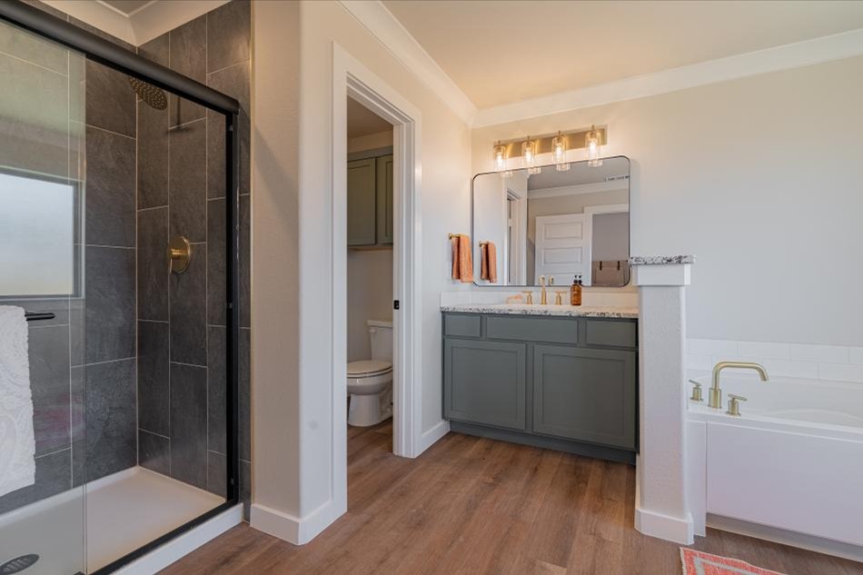 Photo of the master bathroom in Betenbough Homes' 2025 Amarillo parade home.