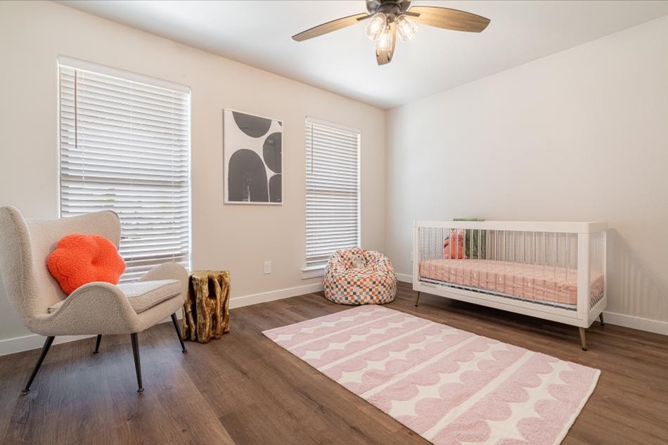 Photo of a staged nursery in Betenbough Homes' 2025 Amarillo parade home.