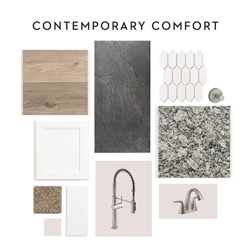 Photo of the "Contemporary Comfort" package of home design options.