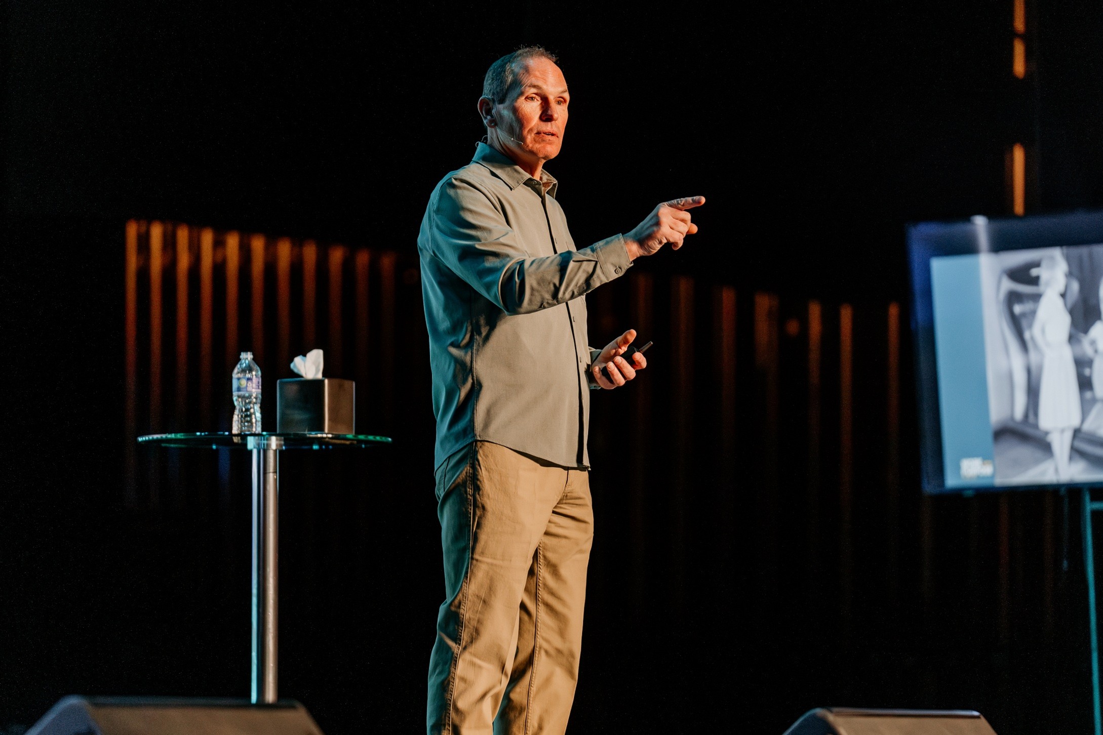 Photo of Bill Spencer, founder of Narrow Gate, speaking at the Work with Purpose Conference.