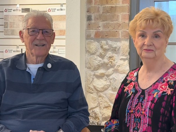 Photo of Mr. and Mrs. Greene who downsized into a Betenbough home they love.